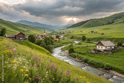 Countryside village scenic landscape