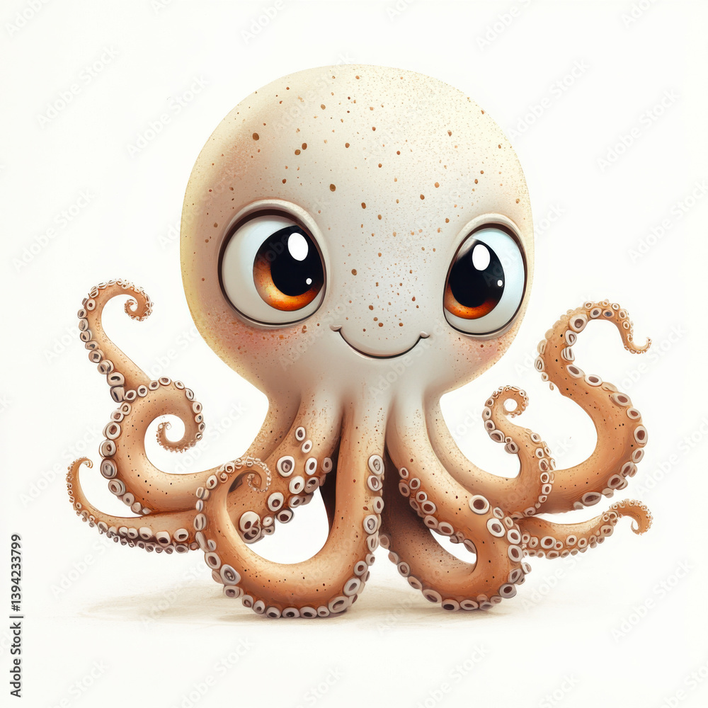 Close up of cute baby squid