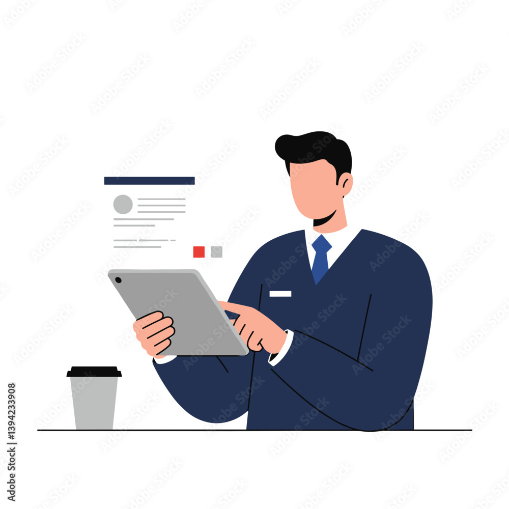 Professional man using tablet in office setting Professional man using tablet in office setting