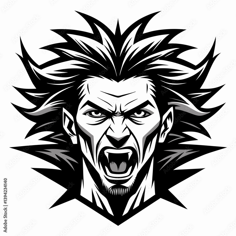 Fototapeta premium Angry man head mascot vector illustration