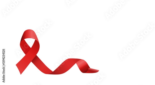 Red Awareness Ribbon. transparent background. Copy space.