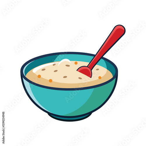 Oatmeal in a bowl vector art illustration