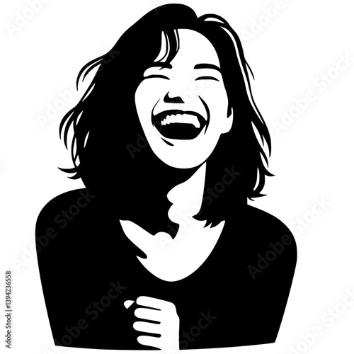 Silhouette portrait of a woman laughing