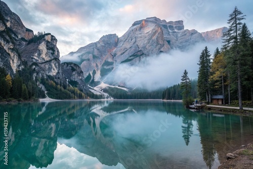 Lake Braies Dolomites morning reflection