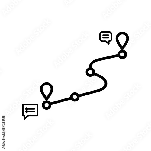 Journey Map with Language Checkpoints - Minimal Black Icon