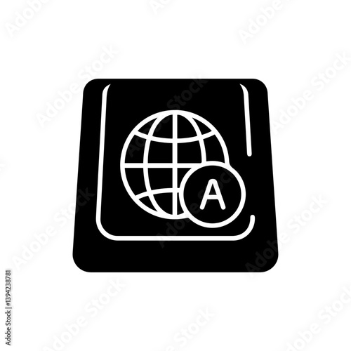 Keyboard Key with Globe and Letter - Minimal Black Icon