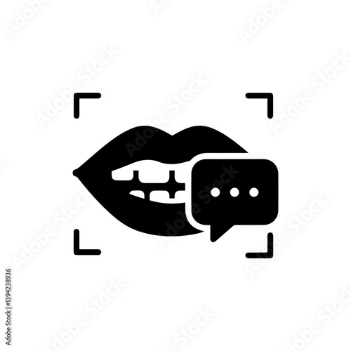 Mouth Speaking with Translation Overlay Minimal Black Icon