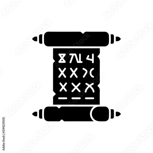 Scroll with Old Languages Symbols Minimal Black Icon