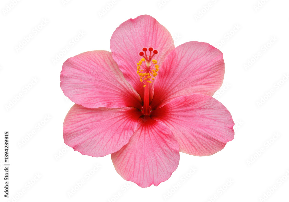 Vibrant pink hibiscus flower in full bloom against a clean background