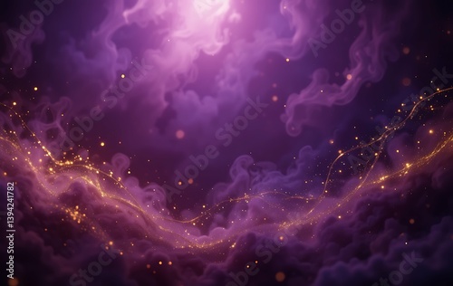 Purple To Golden Abstract Background Fantasy Lightning In The Sky