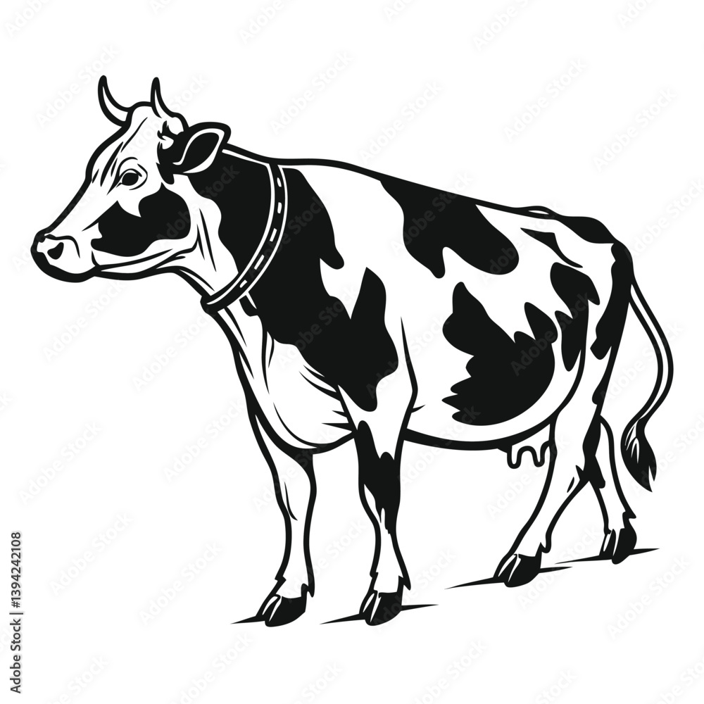 Fototapeta premium black and white cow