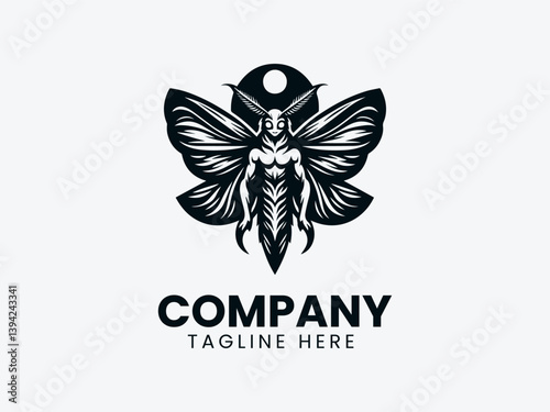 Mothman Vector Logo Design, Cryptid Mothman Logo, Mysterious Mothman Creature Logo