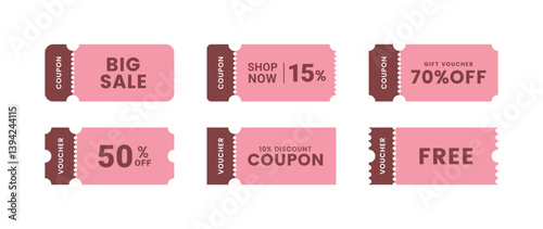 Various coupon promotion illustration set. coupon set, coupons, discount coupon, gift voucher, coupon book. Vector illustration