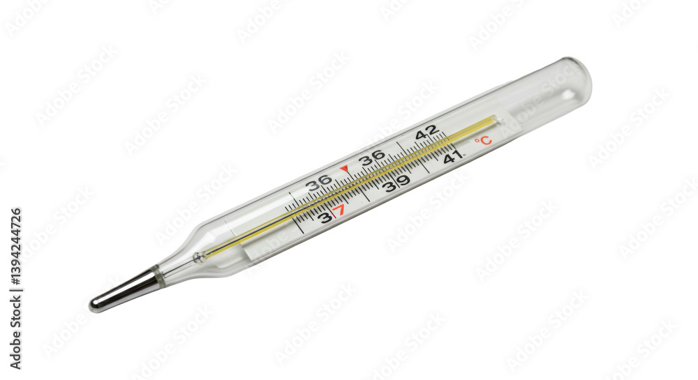 Isolated Glass Thermometer Showing Temperature Isolated Glass Thermometer Showing Temperature