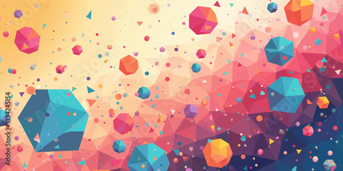 Chaotic abstract background made of sharp-edged, random geometric shapes in solid bold colors. Flat, vector-style with no gradients or soft effects.