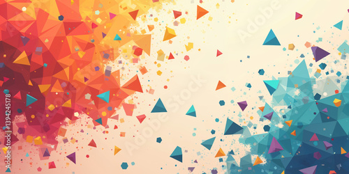 Chaotic abstract background made of sharp-edged, random geometric shapes in solid bold colors. Flat, vector-style with no gradients or soft effects.