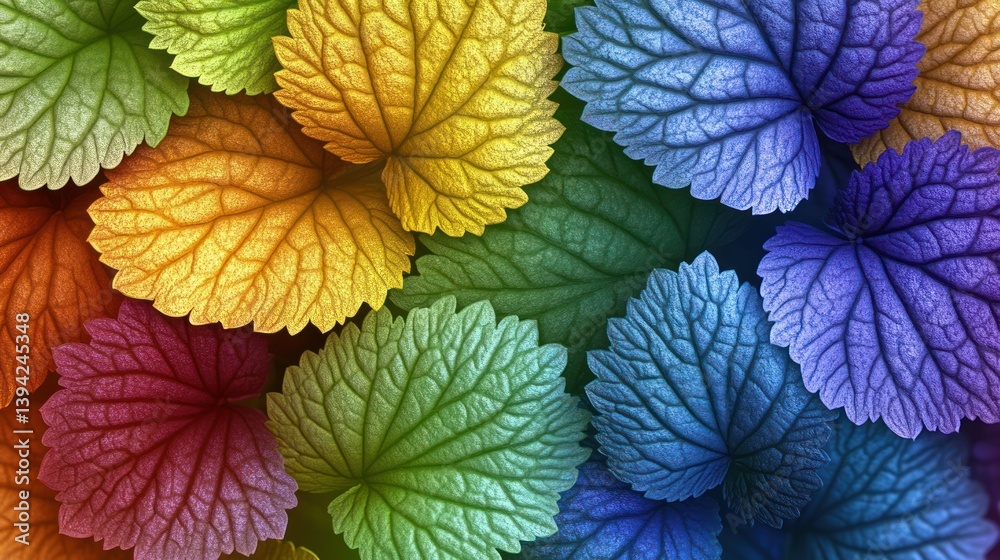 Fototapeta premium Vibrant rainbow colored leaves background.