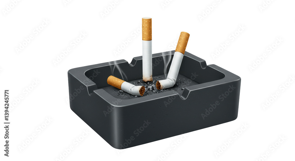 Isolated Ashtray with Cigarettes for Smoking Isolated Ashtray with Cigarettes for Smoking