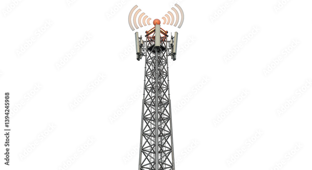 Isolated Telecommunications Tower with Antennas Transmitting Signals Isolated Telecommunications Tower with Antennas Transmitting Signals
