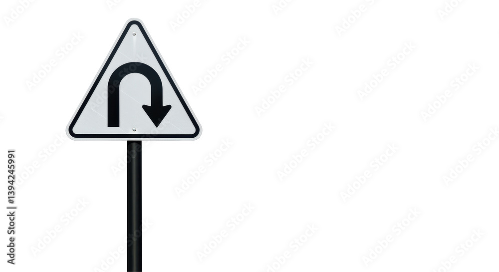 Isolated U-Turn Road Sign Directing Traffic Isolated U-Turn Road Sign Directing Traffic