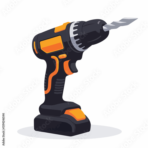 Sleek cordless drill on pure white background, minimalist design