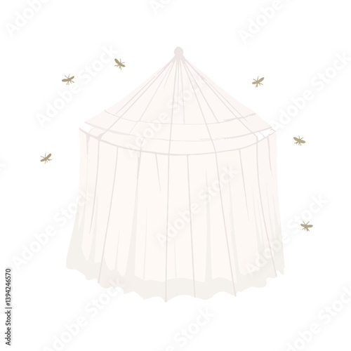 Geometric mosquito net design viewed from above, minimalist protection