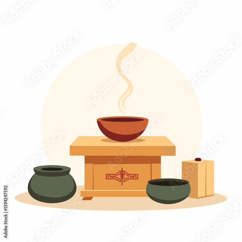 Traditional ancestral shrine with incense, honoring heritage