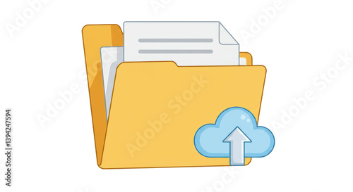 Isolated File Folder with Cloud Upload Icon