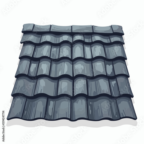 Detailed gray roof shingles illustration on white background, design clarity