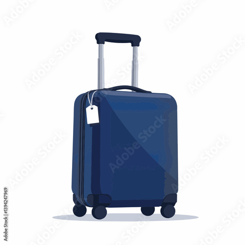 Stylish navy suitcase on white background, travel convenience