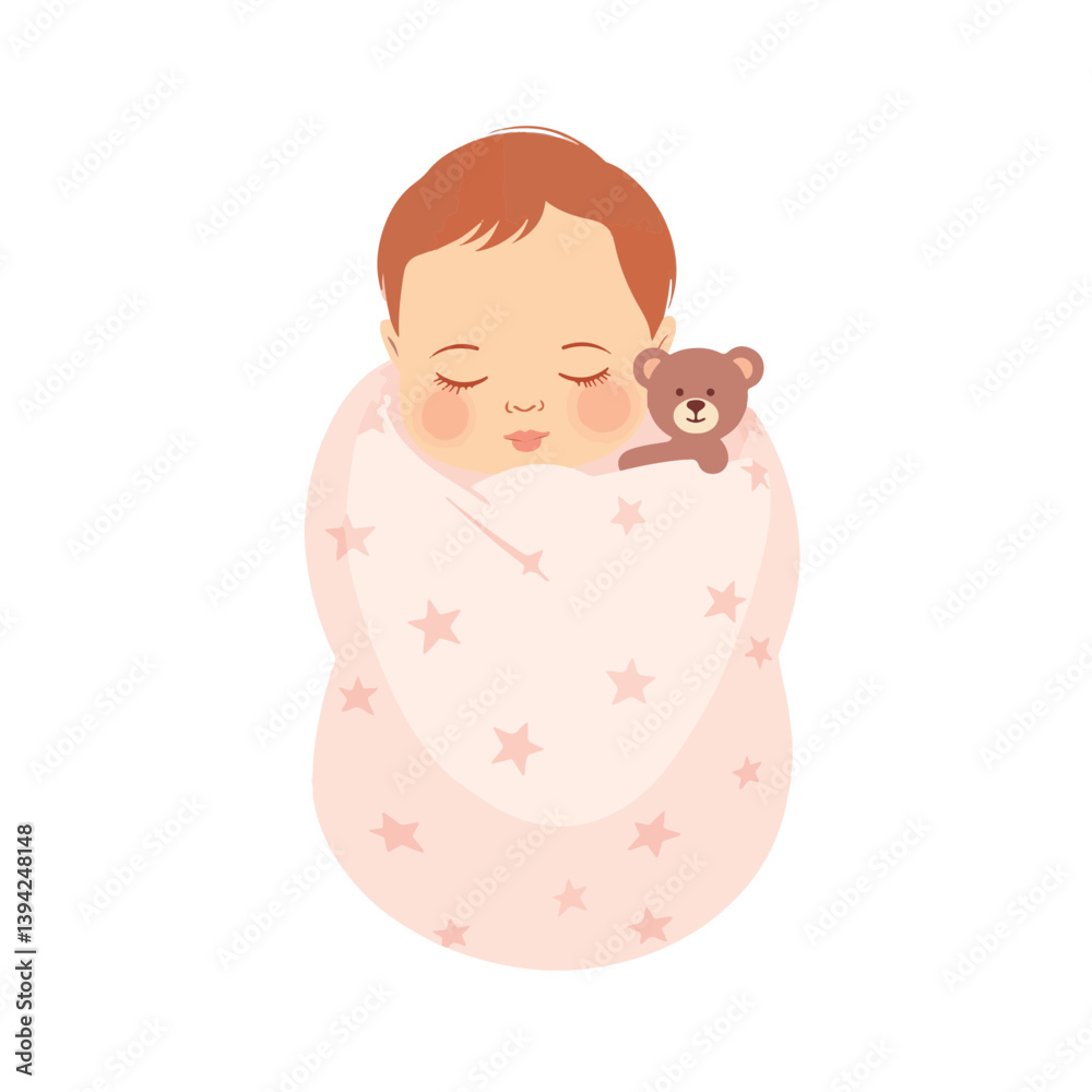 Peaceful sleeping newborn baby wrapped in pastel blanket, innocence Peaceful sleeping newborn baby wrapped in pastel blanket, innocence