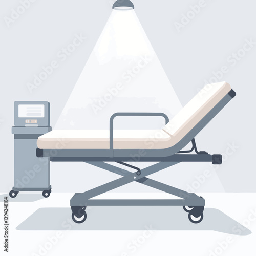 Modern medical delivery bed in clean room, hygiene and care