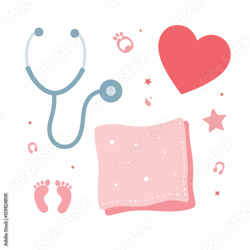 Soft pastel geometric shapes representing midwife support, care concept