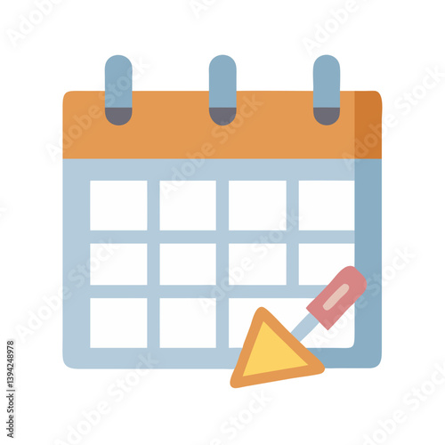Calendar with Trowel and Bricks Icon Design