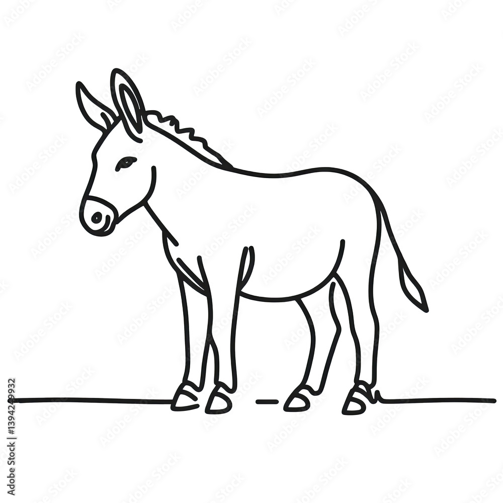 donkey simple one line drawing of farm animal , transparent background PNG image donkey simple one line drawing of farm animal , transparent background PNG image