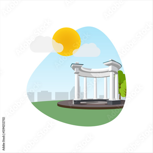 Quadro em tela White gazebo. Architecture of Poltava. Poltava. Ukraine. vector