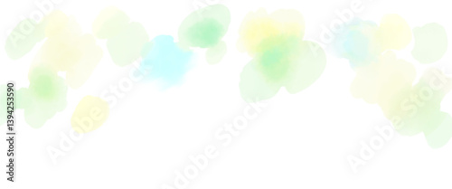 淡い黄色や黄緑や水色の水彩滲む光儚げな背景イラスト