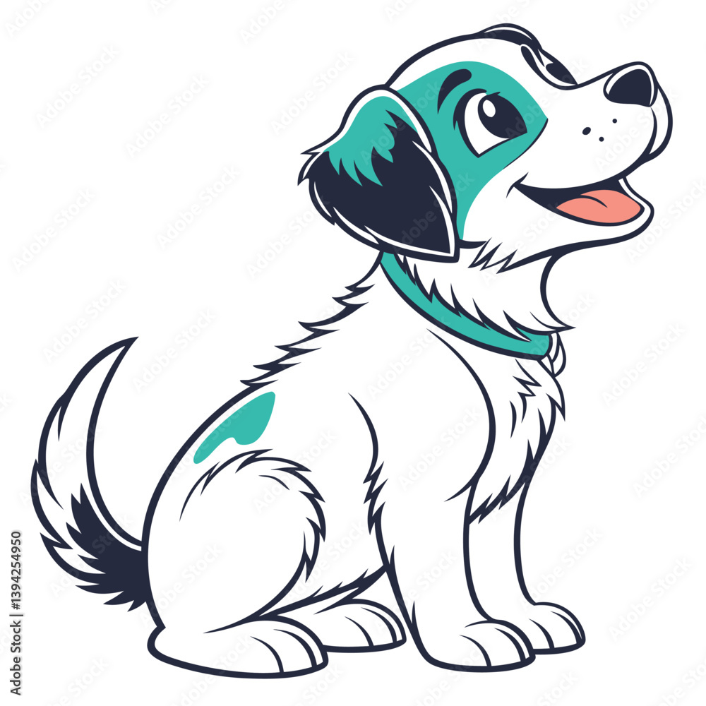 Obraz premium Cute Cartoon Dalmatian Puppy Sitting and Smiling Vector Illustration