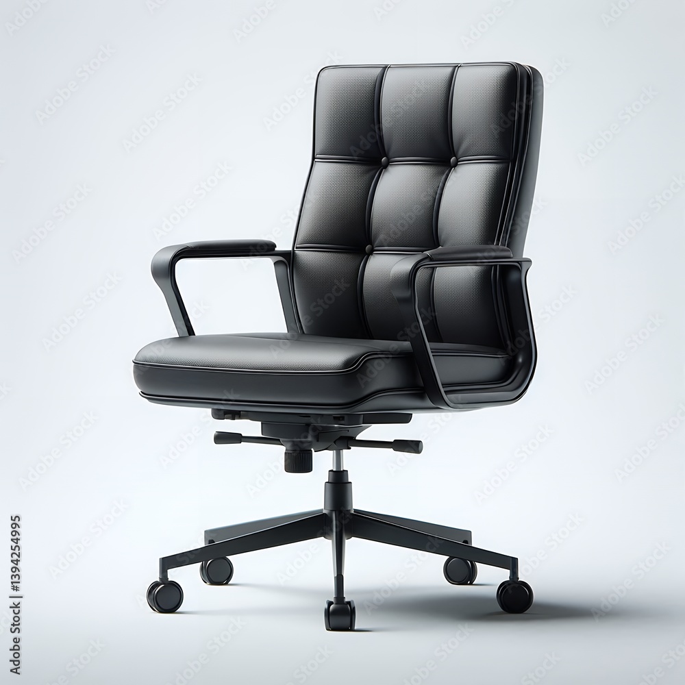Fototapeta premium Leather Executive Office Chair on white background, isolated office chair photography