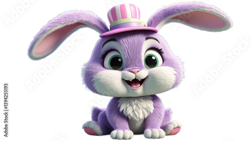 A friendly bunny character beaming happiness—great for kids' or cute-themed content.