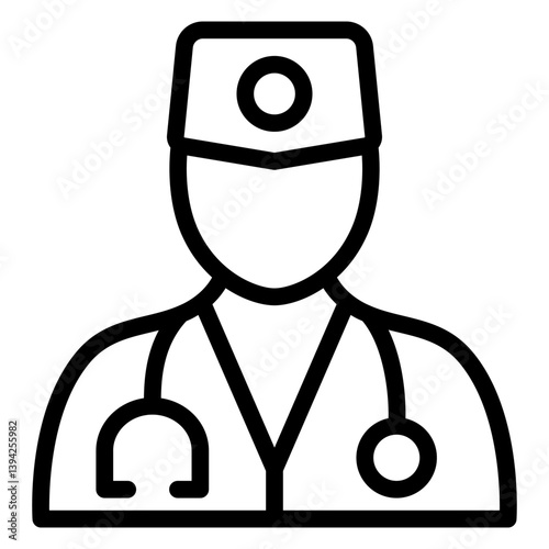 Doctor man with stethoscope line icon, therapy and medical care concept. Vector graphics. Human avatar with doctor tool sign on white background, style mobile or design.