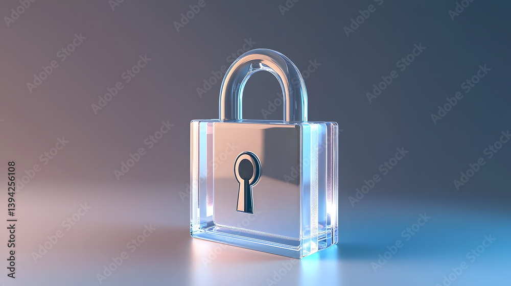 Fototapeta premium Secure digital lock icon a clean floating representation in a modern environment for innovative technology