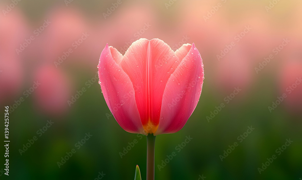Obraz premium Macro Photograph of a Vibrant Pink Tulip in Natural Light Background