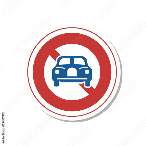 標識のステッカー単品イラスト　二輪の自動車以外の自動車通行止め