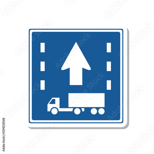 標識のステッカー単品イラスト　牽引自動車の自動車専用道路第一通行帯通行指定区間