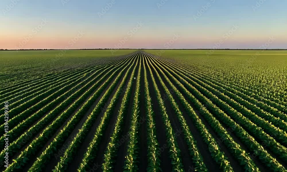 Endless rows of vibrant green crops stretch into the horizon under a clear blue sky, capturing the beauty and scale of modern agriculture. Endless rows of vibrant green crops stretch into the horizon under a clear blue sky, capturing the beauty and scale of modern agriculture.