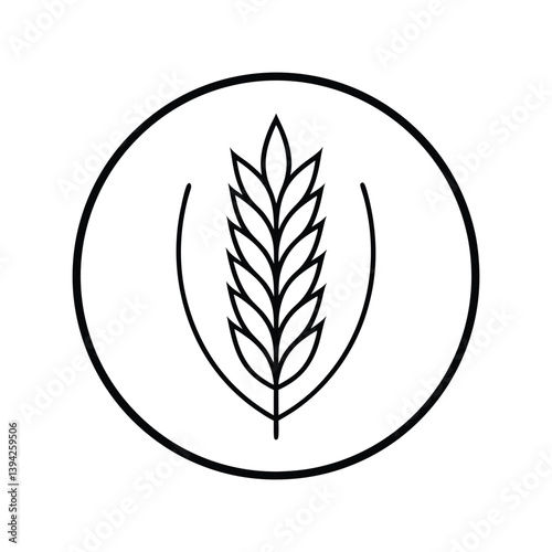 Simple wheat icon in a circle outline