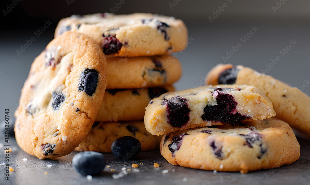 product photograph of blueberry cookies, Generative AI product photograph of blueberry cookies, Generative AI