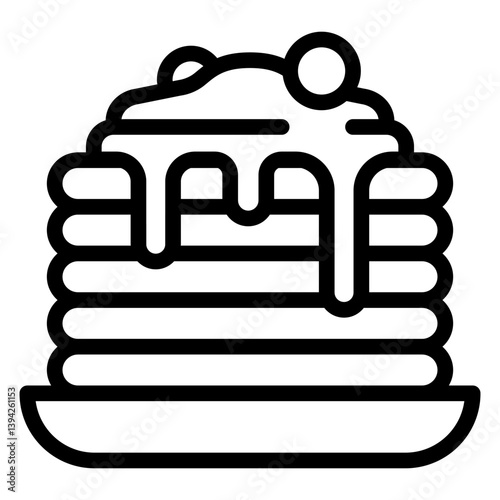 Pancakes with sweet jam line icon, cooking cakes concept. Vector graphics. Breakfast, food sign on white background, style mobile or design.