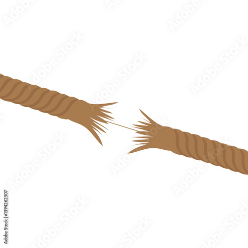 The rope breaks to break the rope, the space where thinly there is and it tears, danger, dangerous situation, isolated illustration